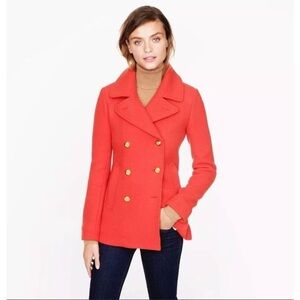 Gorgeous J. Crew Stadium Cloth by Nello Gori Wool Blend Orange Poppy Pea Coat 8T
